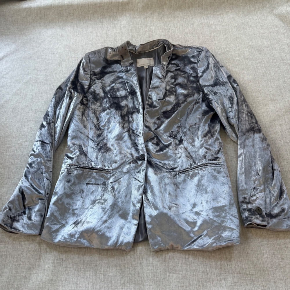 Banana Republic Heritage Collection Silver Crushed Velvet Blazer Jacket Size 14